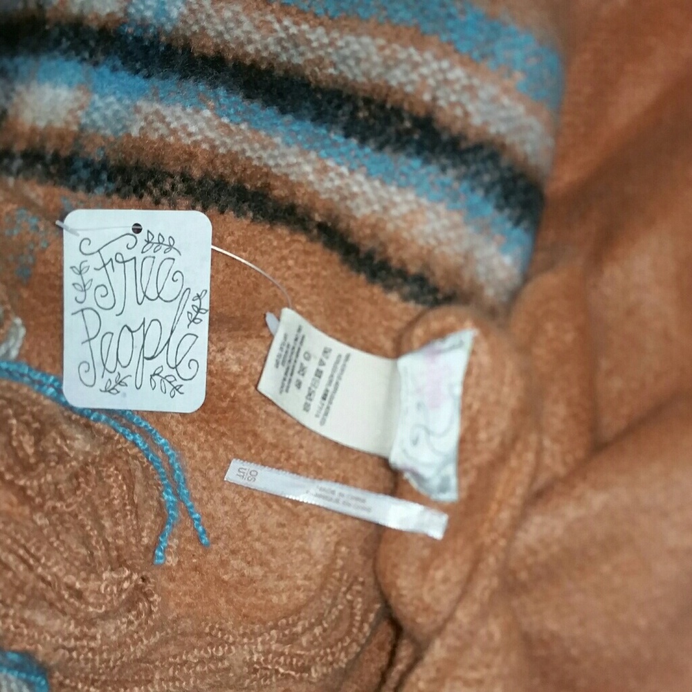 New free people wren plaid blanket wrap rust OS FP - Picture 5 of 7